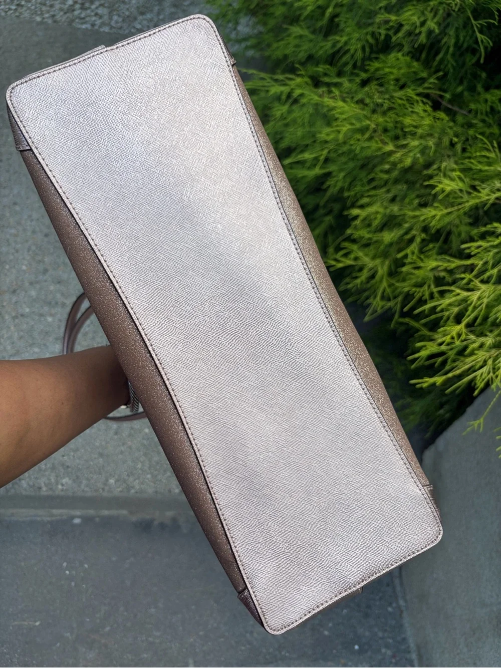 Kate Spade New York Rose Gold Glitter Zip Top Tote Shoulder Bag